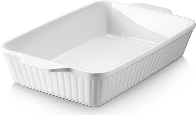 white baking dish