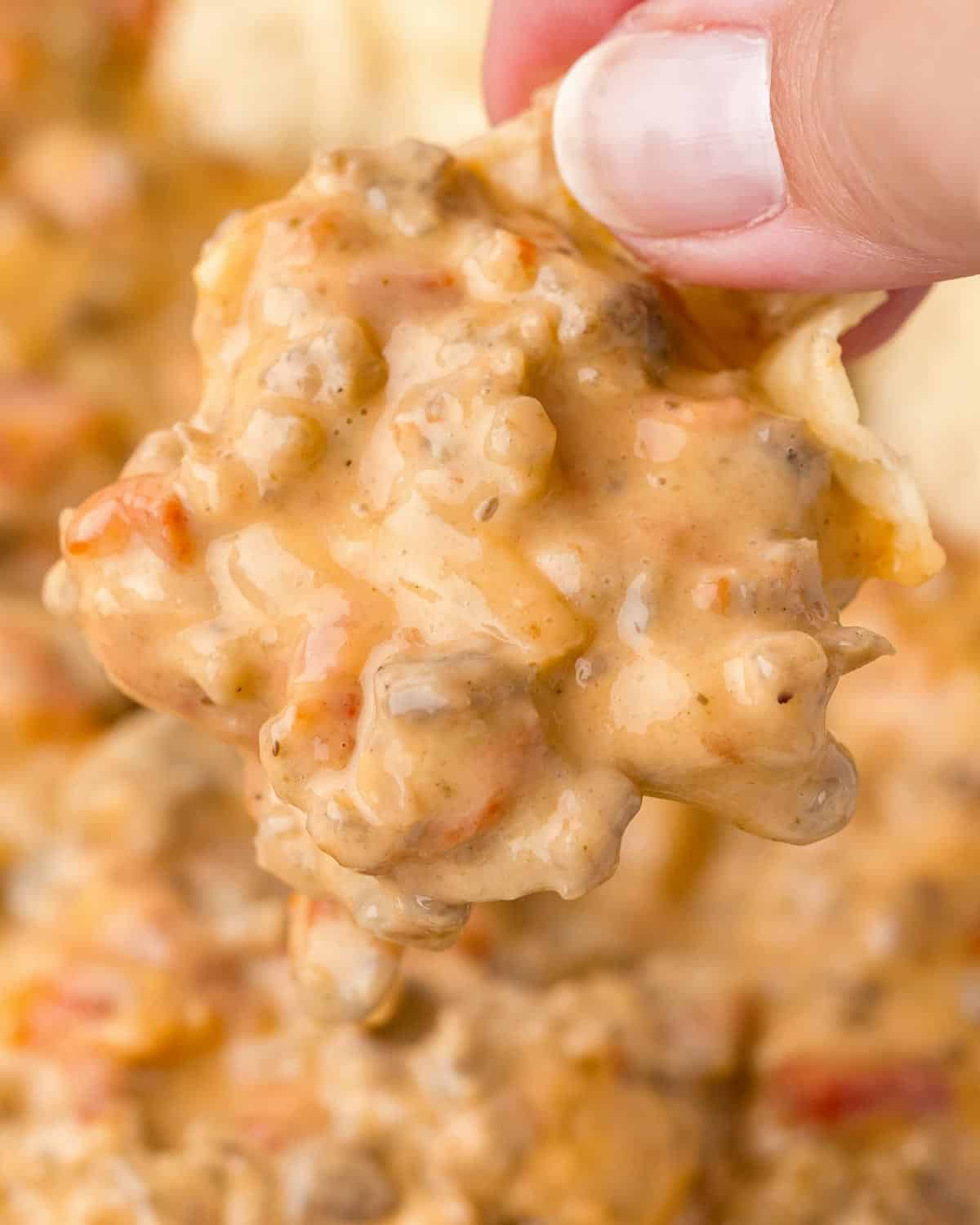 Cheesy Sausage Dip with Rotel The Chunky Chef