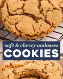 Chewy and perfectly spiced, these molasses cookies are full of sweet molasses flavor! As a bonus, they also don't require any chilling, and the dough can be made ahead. Absolutely amazing on a holiday dessert tray, or for a fun winter afternoon treat!