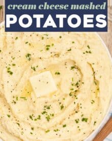 This recipe for cream cheese mashed potatoes is the only one you'll need!  So creamy, buttery, and rich... and they're great as a holiday side dish for Thanksgiving, or alongside a roast, steak, or juicy piece of chicken!