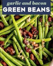 Simple and easy, these garlic green beans with bacon and Parmesan cheese are made using fresh green beans that are cooked until crisp tender, and seasoned with bold flavors! They’re the perfect side dish that even the kids will love!