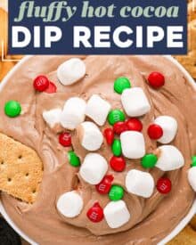 This simple 4 ingredient (plus optional garnishes) Hot Cocoa Dip is perfect for any holiday gathering or party.  Just mix, chill, and serve! 