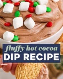 This simple 4 ingredient (plus optional garnishes) Hot Cocoa Dip is perfect for any holiday gathering or party.  Just mix, chill, and serve! 