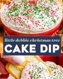 This simple 5 ingredient (plus optional garnishes) Christmas Tree Cake Dip is perfect for any holiday gathering or party. Made with delicious Little Debbie Christmas tree cakes, this dip doesn't require any chilling, and has two different versions so you can make the one you love most!