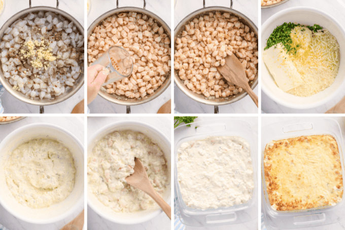 step by step photos of how to make baked shrimp dip