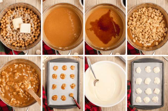 step by step photo collage of how to make polar bear paws candy.