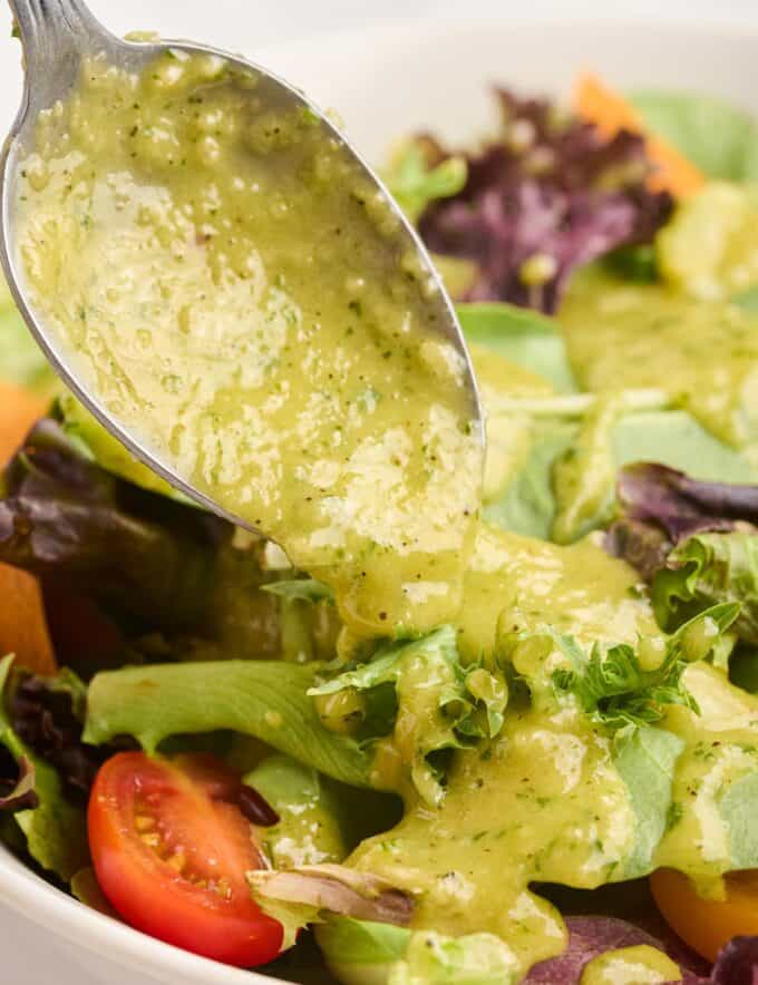 This vibrant and mouthwatering vinaigrette is made easily in a food processor or blender, and is the perfect blend of savory and sweet. Once you start making homemade salad dressings, you'll see how much better they taste and how easy they are to make!