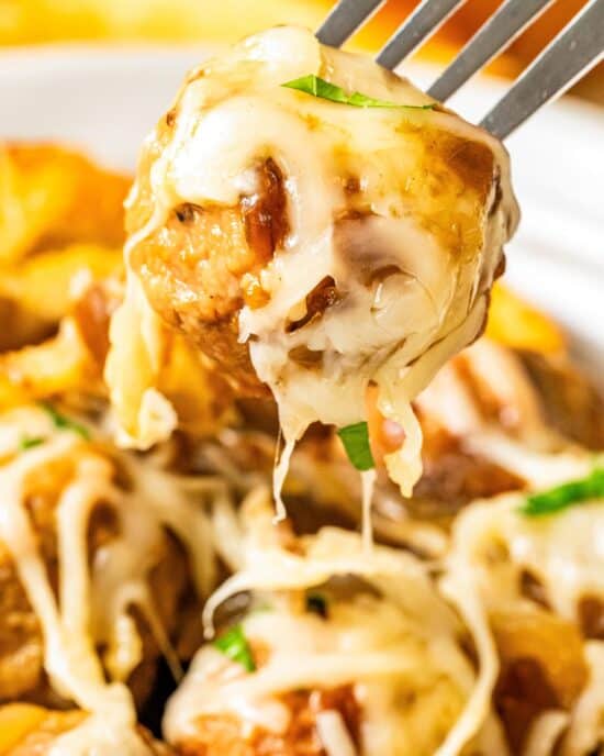 Slow Cooker French Onion Meatballs - The Chunky Chef
