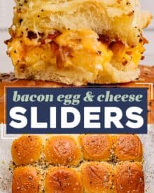 These breakfast sliders have everything you love about your favorite fast food breakfast sandwich, in fun, slider form! Great to make for a big family breakfast, or to meal prep ahead for the week.