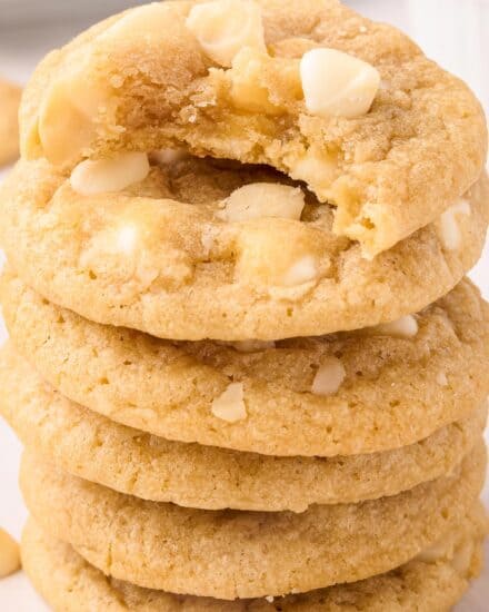 These bakery-style white chocolate macadamia nut cookies are soft and chewy, and oh so delicious! Perfect for cookie exchanges, dessert trays, or a fun afternoon treat.