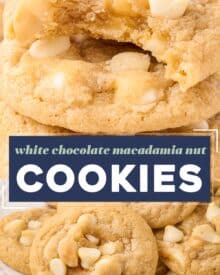 These bakery-style white chocolate macadamia nut cookies are soft and chewy, and oh so delicious! Perfect for cookie exchanges, dessert trays, or a fun afternoon treat.