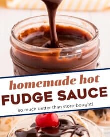 Rich and silky hot fudge sauce made easily on your stovetop, using real, everyday ingredients! This simple recipe is perfect drizzled all over your favorite desserts, given away as gifts, or eaten by the spoonful!