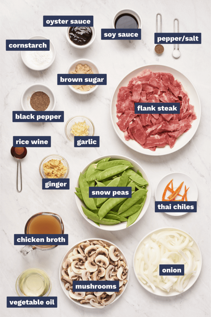 ingredients needed to make a black pepper beef stir fry
