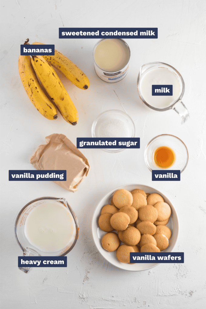 ingredients needed to make banana pudding