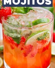 These sweet strawberry mojitos are a summery twist on a classic mojito cocktail, and are perfect for all your warm-weather gatherings! This recipe includes both small and large batch instructions.