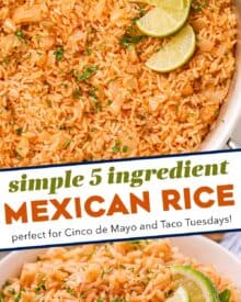 Soft and fluffy rice, loaded with flavor, made with just 5 simple ingredients, and cooked easily on the stovetop. Perfect for your Cinco de Mayo celebration, Taco Tuesday, or any Tex-Mex style recipe!