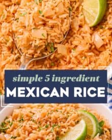 Soft and fluffy rice, loaded with flavor, made with just 5 simple ingredients, and cooked easily on the stovetop. Perfect for your Cinco de Mayo celebration, Taco Tuesday, or any Tex-Mex style recipe!