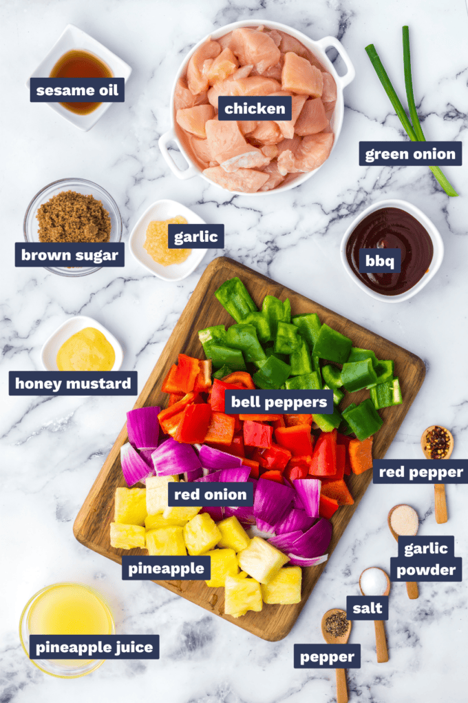 ingredients needed to make hawaiian chicken skewers