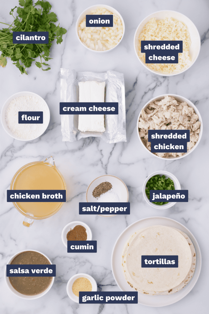 Ingredients needed to make white chicken enchiladas