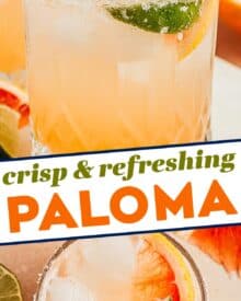This crisp and refreshingly tart/sweet paloma cocktail is a classic for a reason; it's delicious! Perfect for sipping on a hot day, or for a fun party.