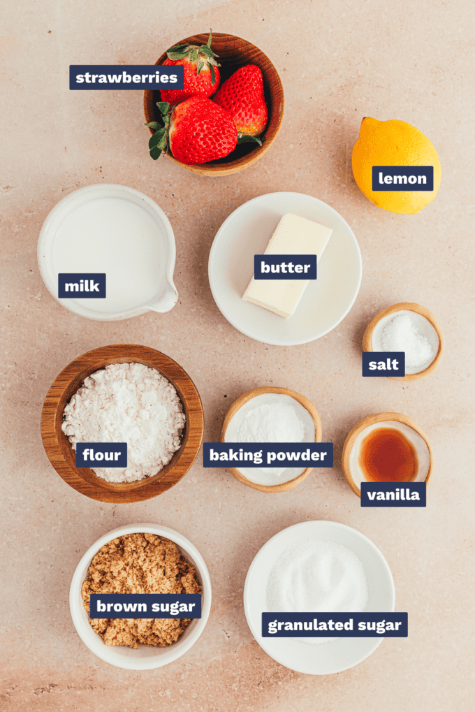 ingredients to make strawberry cobbler