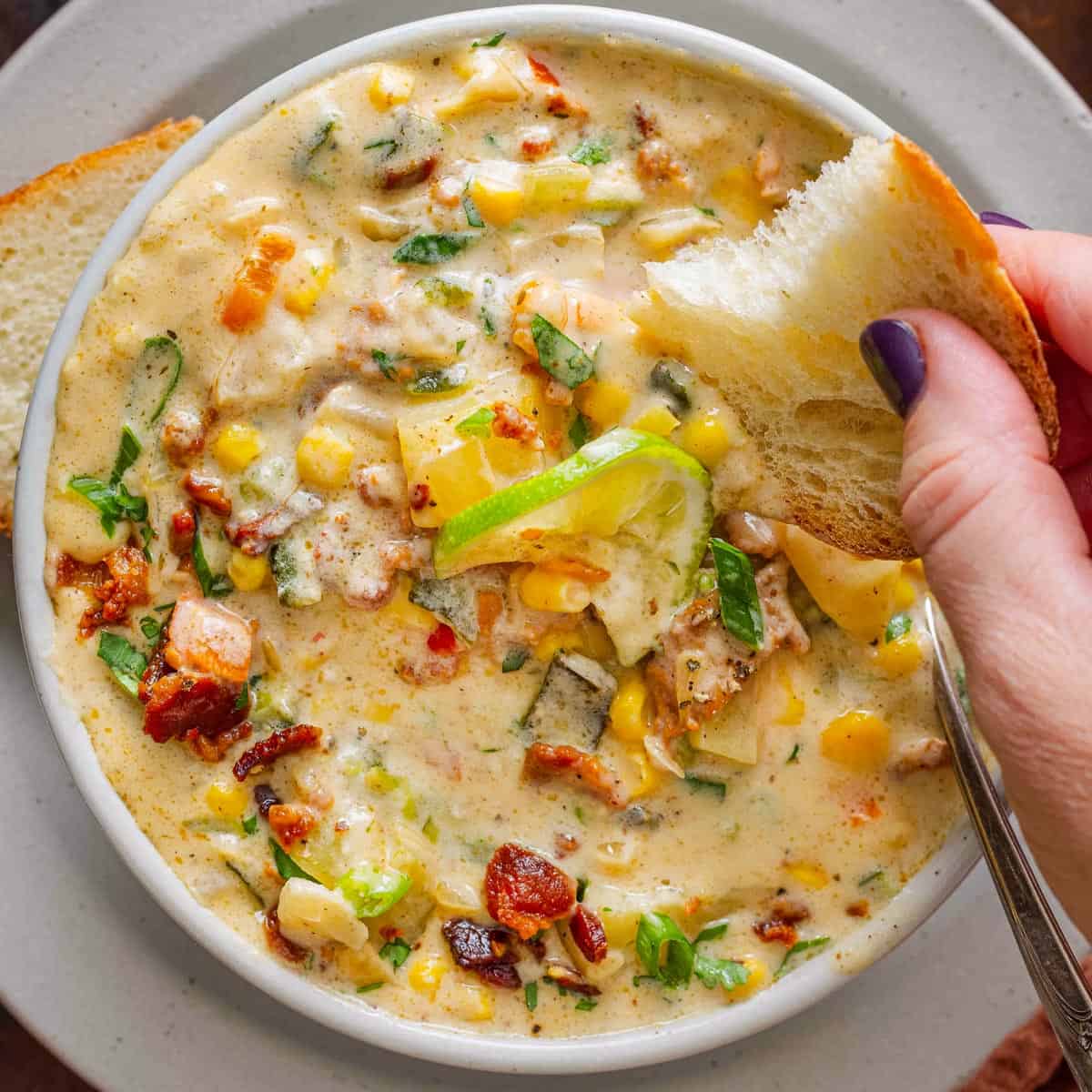 Charred Poblano Corn Chowder