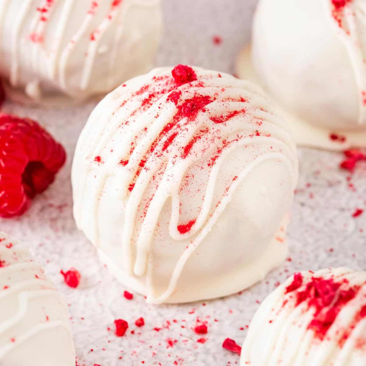 Raspberry White Chocolate Cake Balls