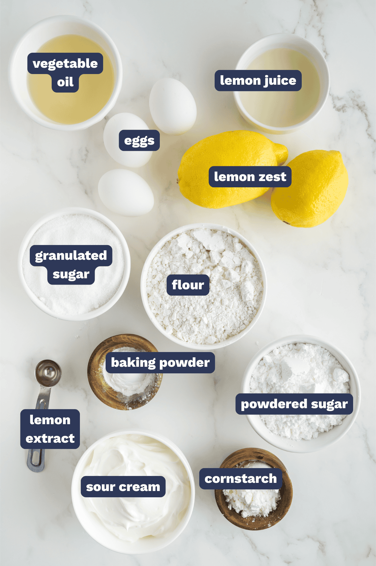 ingredients needed to make lemon loaf.