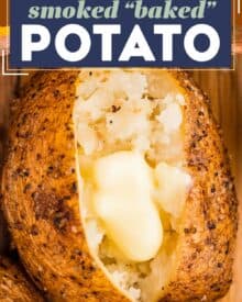 Russet potatoes are rubbed with a garlic salt and pepper blend, then cooked to fluffy perfection in the smoker, infusing the potatoes with a gloriously smoky flavor. They have ultra crispy and flavorful skins and soft and creamy insides, and are ready to be turned into a great side dish, potato bar, or more!