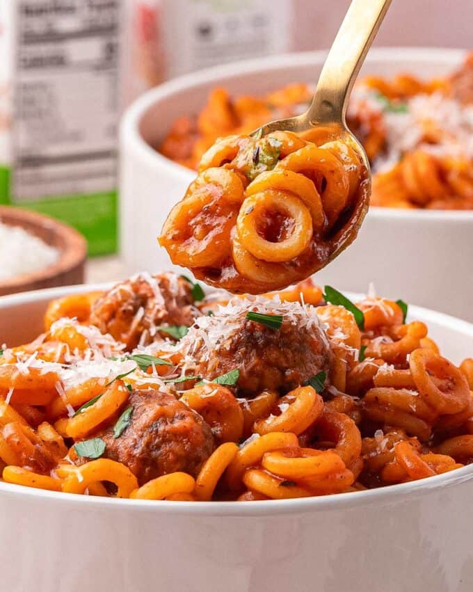 spoonful of homemade spaghettios