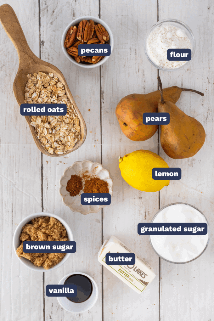 ingredients needed to make spiced pear crisp