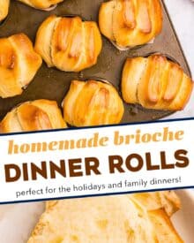 These homemade pull-apart brioche dinner rolls are perfect for your Thanksgiving or holiday dinners! With a make-ahead option, you'll be amazed at how easy it is to make bakery-quality rolls in your own kitchen!