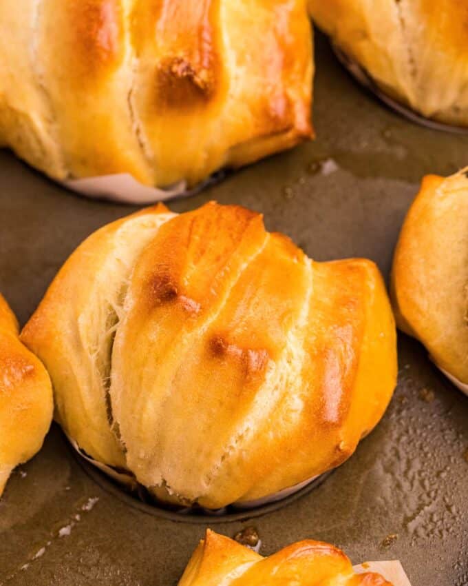 close up photo of a pull apart dinner roll