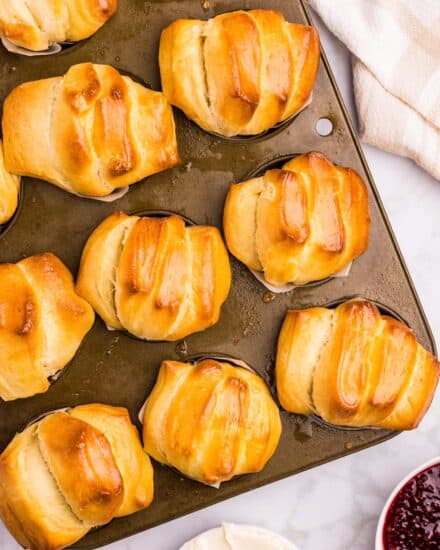 These homemade pull-apart brioche dinner rolls are perfect for your Thanksgiving or holiday dinners!  With a make-ahead option, you'll be amazed at how easy it is to make bakery-quality rolls in your own kitchen!