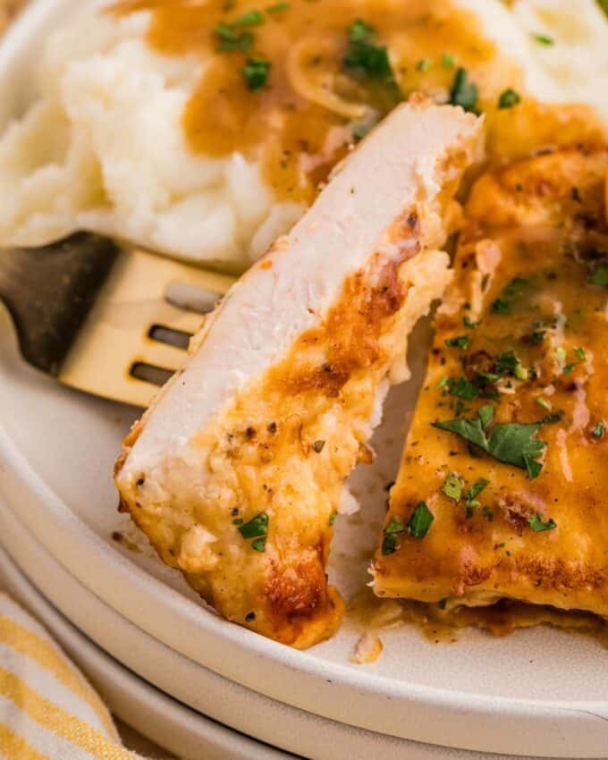 forkful of chicken francese