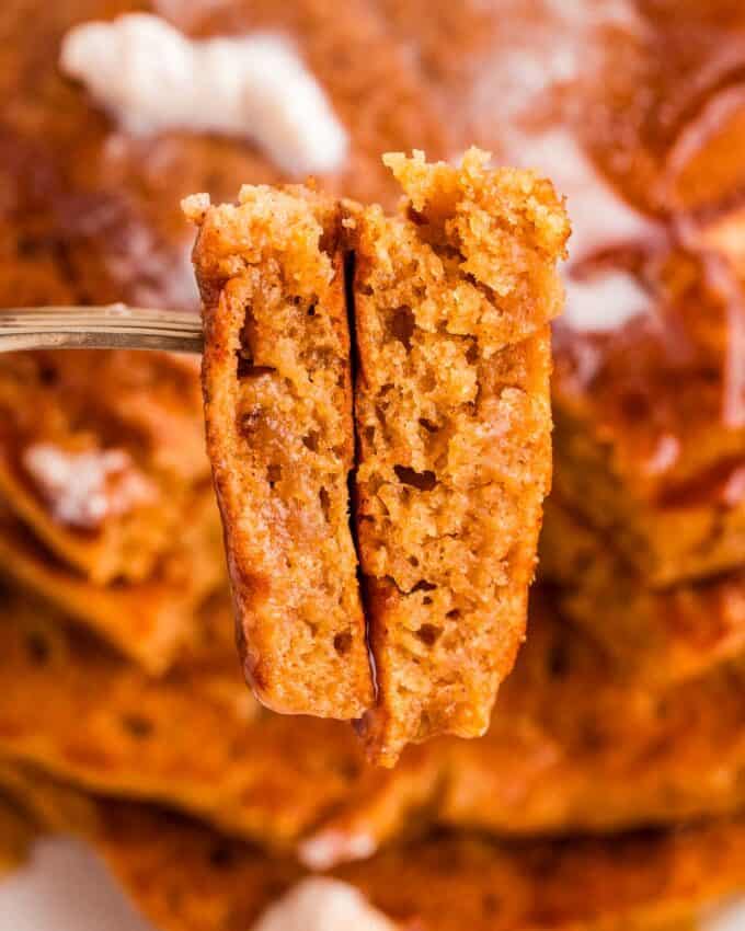forkful of gingerbread pancakes