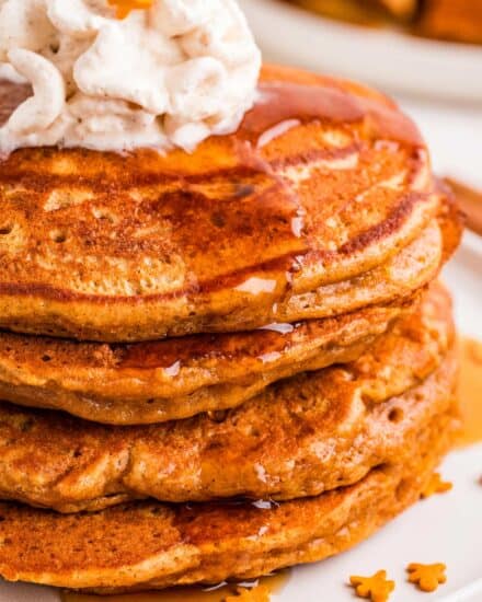 Start a frigid morning off right with a big stack of these fluffy and melt in your mouth gingerbread pancakes. These pancakes are so tender, and loaded with molasses and warm and cozy spices!