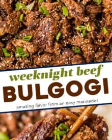 This juicy, tender, and flavorful beef bulgogi is perfect for a weeknight dinner or meal prep. A simple homemade marinade gives this beef a more authentic flavor, and a quick sear in a skillet ensures it doesn't dry out!