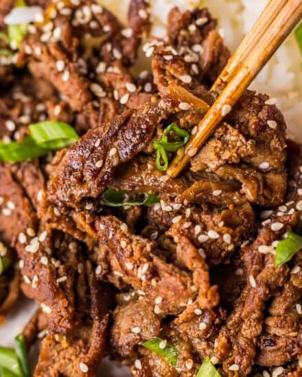 This juicy, tender, and flavorful beef bulgogi is perfect for a weeknight dinner or meal prep. A simple homemade marinade gives this beef a more authentic flavor, and a quick sear in a skillet ensures it doesn't dry out!