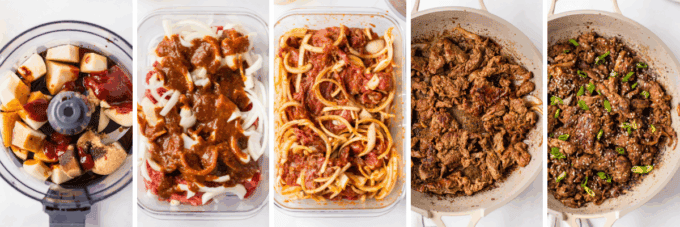 step by step photo collage of how to make beef bulgogi