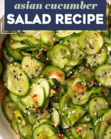 This asian cucumber salad is the perfect blend of crunchy, spicy, savory, a little sweet, and is oh-so refreshing! We love to have this alongside any takeout-style dinner, and it comes together quickly.