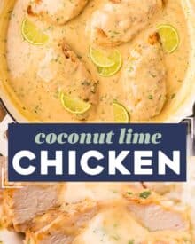 Juicy chicken breasts are smothered in a creamy sauce that's bursting with bright and fresh flavors! The coconut lime sauce is good enough to slurp with a spoon, and the whole recipe is made in one skillet.