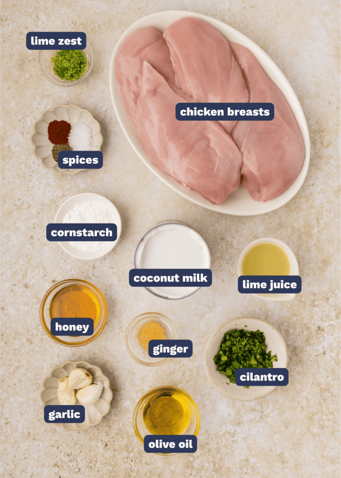 ingredients needed to make  creamy coconut lime chicken