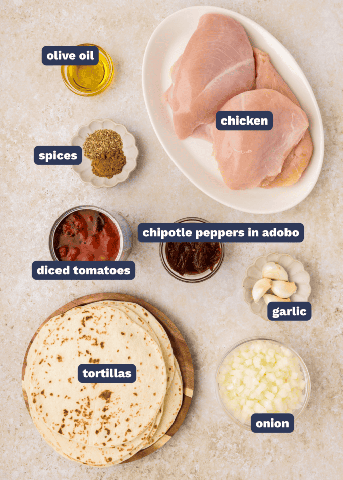 ingredients needed to make chicken tinga tacos