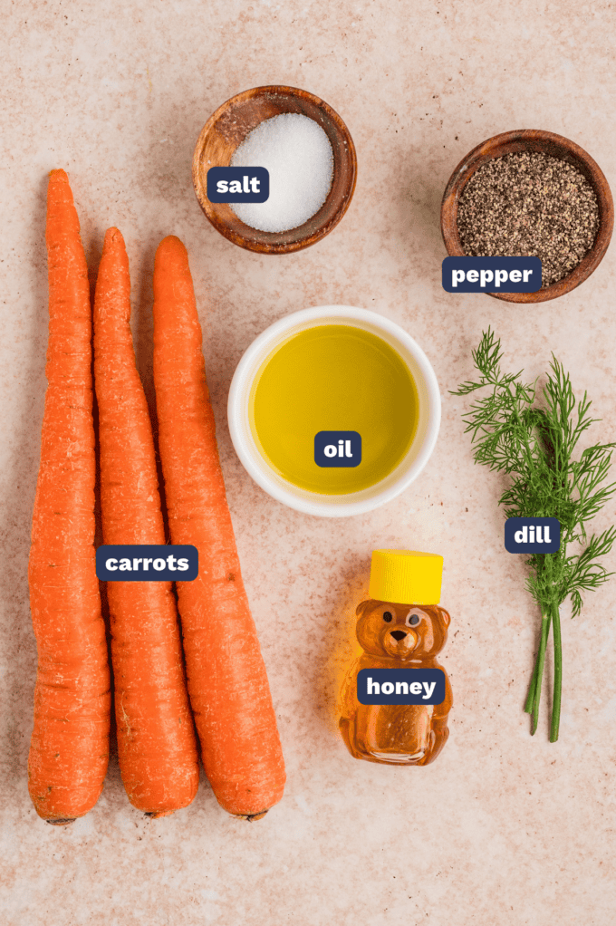 ingredients needed to make honey dill roasted carrots