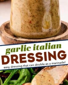 Homemade Italian dressing is fresh, vibrant, zesty, and bursting with herby garlic flavor! So much better than dressing from a bottle, plus it's made with real ingredients (no weird hard to pronounce things), and so easy!