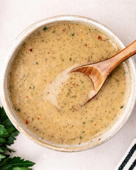 Homemade Italian dressing is fresh, vibrant, zesty, and bursting with herby garlic flavor! So much better than dressing from a bottle, plus it's made with real ingredients (no weird hard to pronounce things), and so easy!