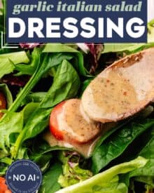 Homemade Italian dressing is fresh, vibrant, zesty, and bursting with herby garlic flavor! So much better than dressing from a bottle, plus it's made with real ingredients (no weird hard to pronounce things), and so easy!