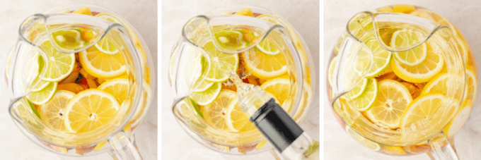 step by step photo collage of how to make white sangria