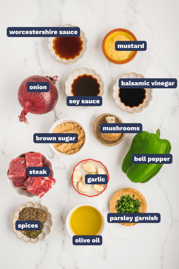 ingredients needed to make grilled steak skewers